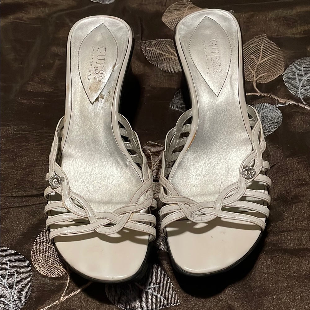 Guess white logo Strappy sandals Dressy Casual
